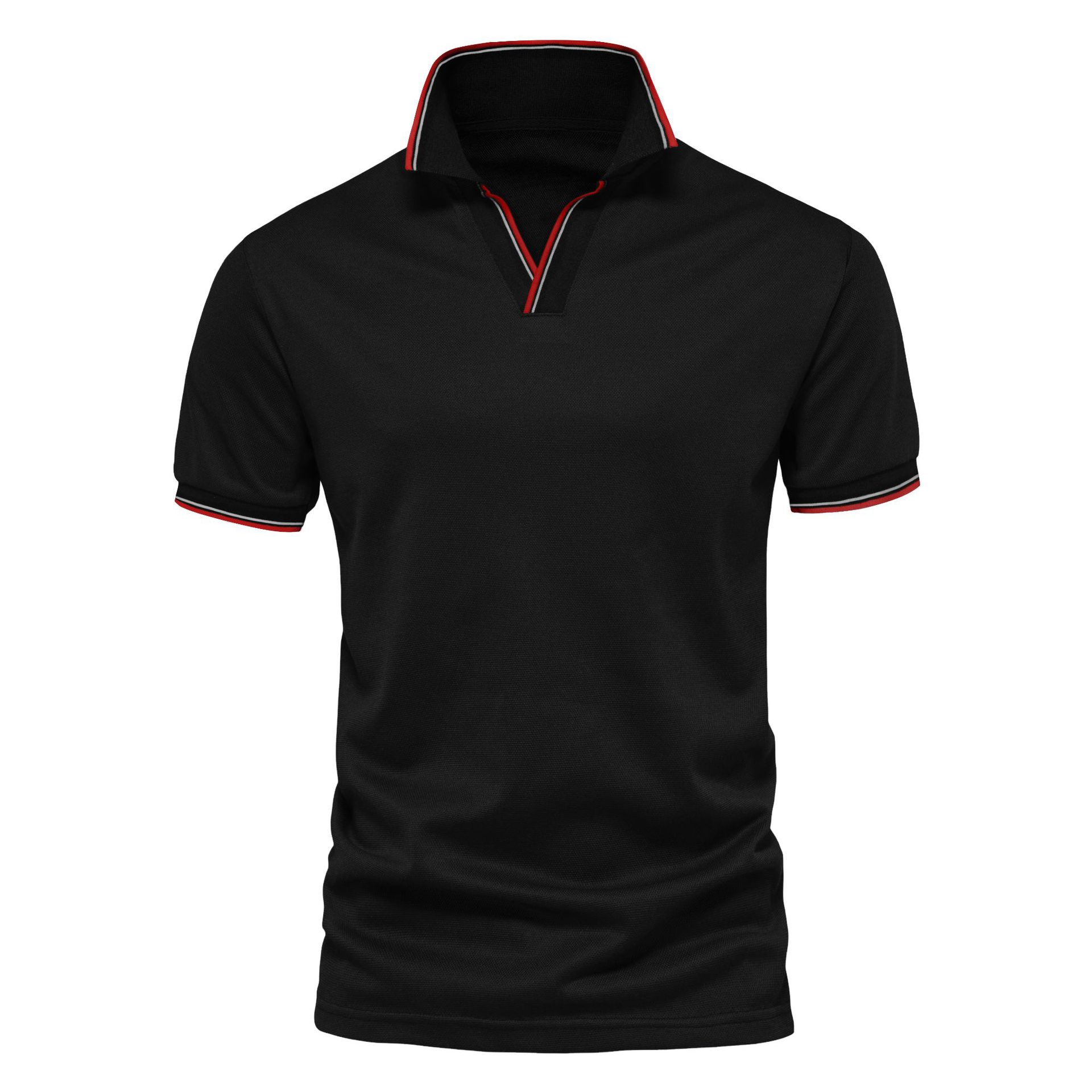 Print Custom Polo T-Shirts for Men 2024 Summer V-Neck Solid Color Work Short Sleeve