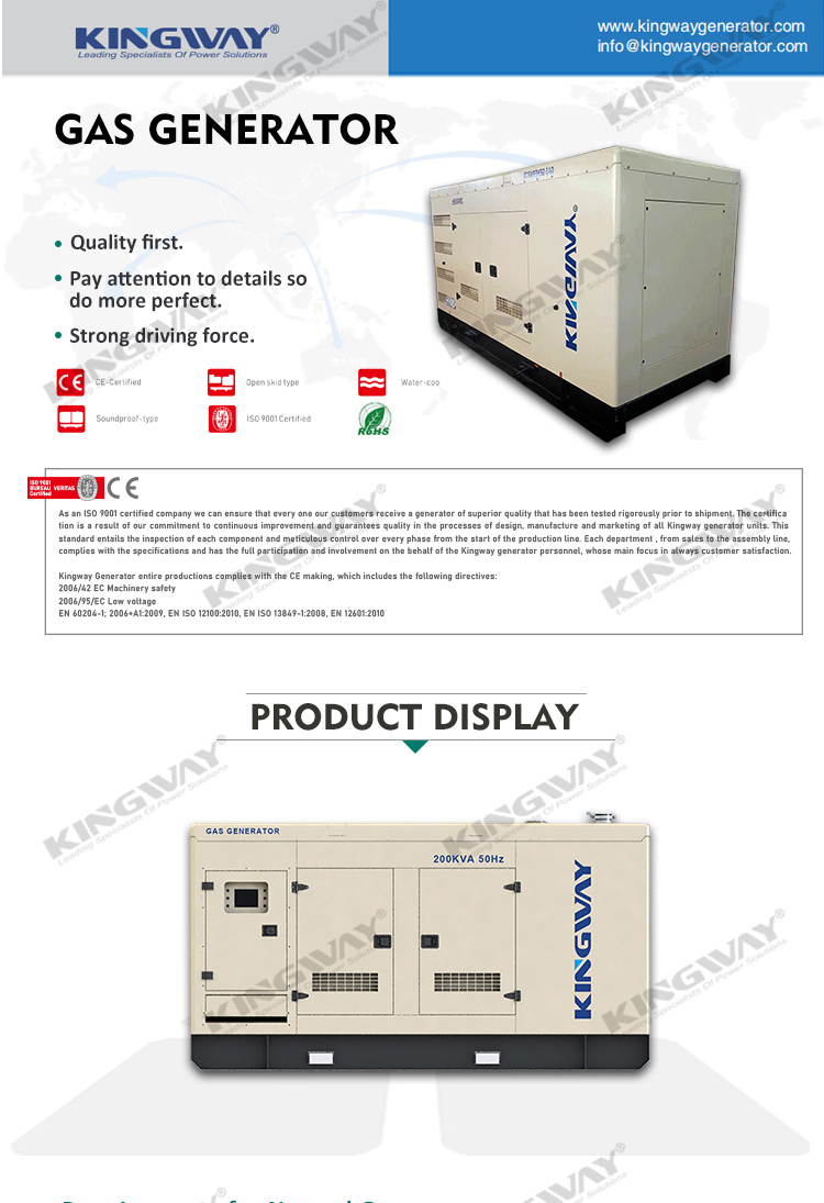 50HZ 60HZ 1500RPM 500KVA/400KW silent natural gas generators for factory