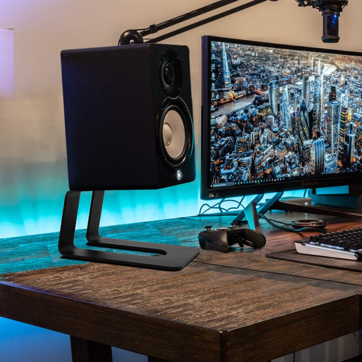 Sturdy Base Angle Speakers Desktop Speaker Stands for Office in Steel