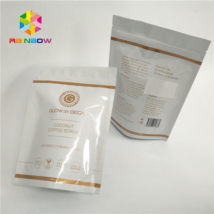 Custom Printed Stand Up Pouch Packaging Zipper Bag Resealable For Coffee Beans