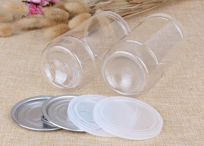 Dry Medicine BPA Free Clear PET Jar For Snack Packaging White Red
