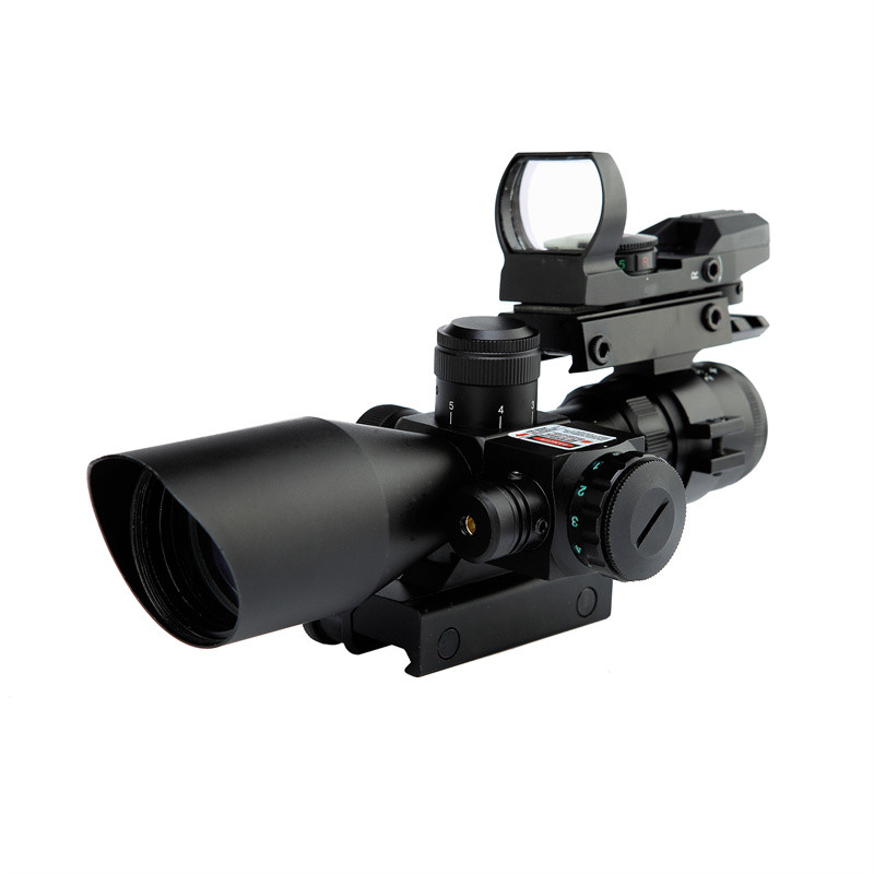 2.5-10x40 with Red Laser and Red Dot Sight Illuminated Tactical Hunting Scope