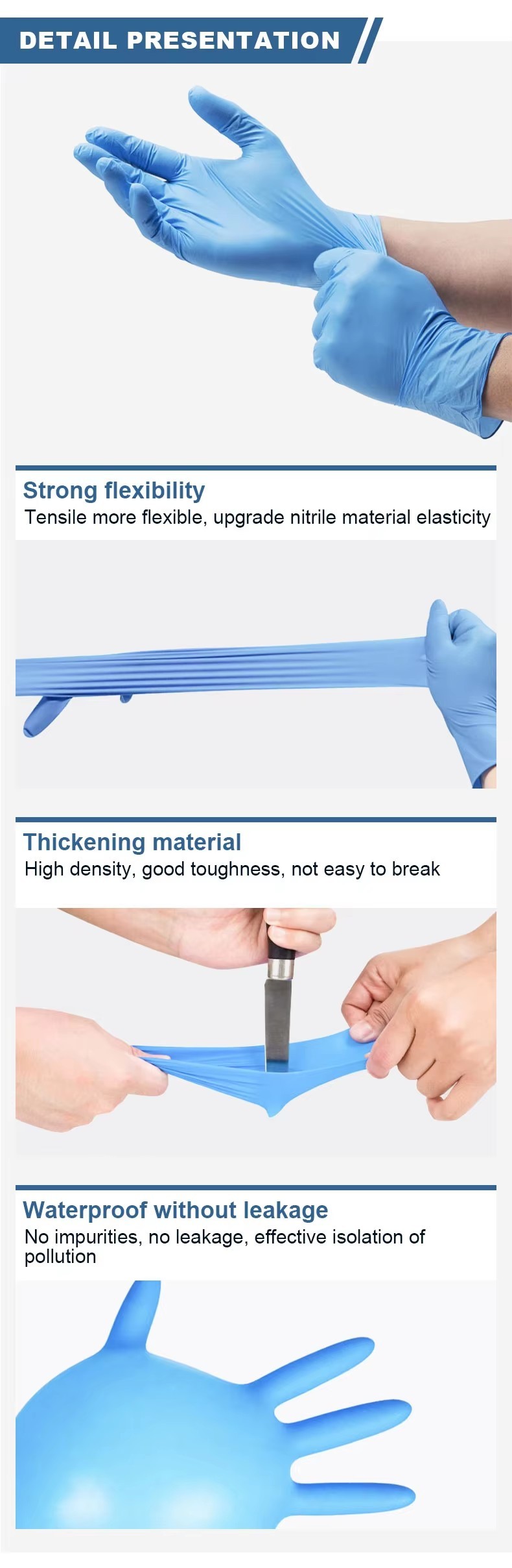 Emergency Medical Disposable Medical Blue Gloves Protective Safety Gloves Nitrile Gloves