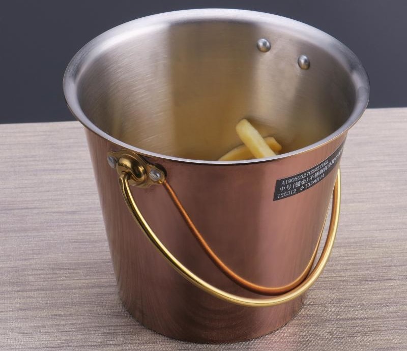 Portable Gold plated Porcelain Dinnerware Sets / Round Fried Chicken Bucket