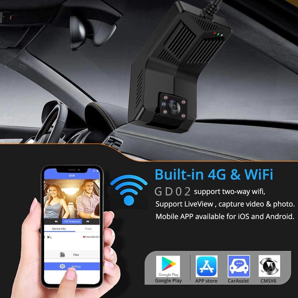 Definition 4G WiFi GPS Night Vision Dash Camera with Loop Recording and Parking Monitor