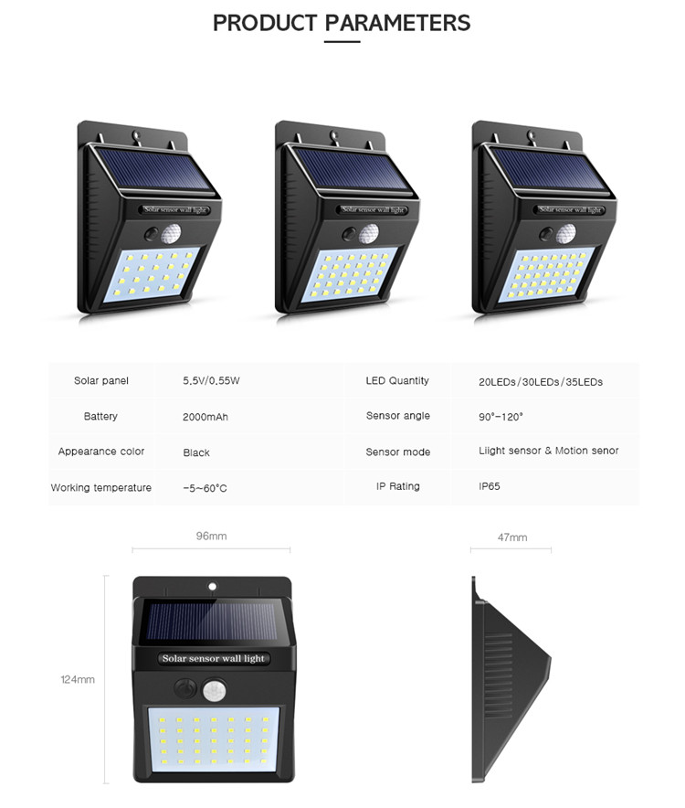 Warm / Cool White Solar LED Motion Sensor Waterproof Wall Light 3 Years Warranty