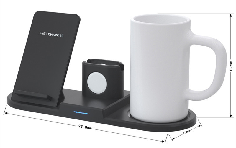 3 In 1 Wireless Charger Dock Station 10W 15w Qi Wireless Charging Thermostatic Cup
