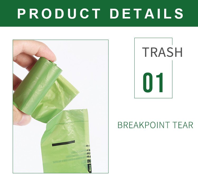 Dark Green Roll Biodegradable Dog Poop Bag Customized Logo size