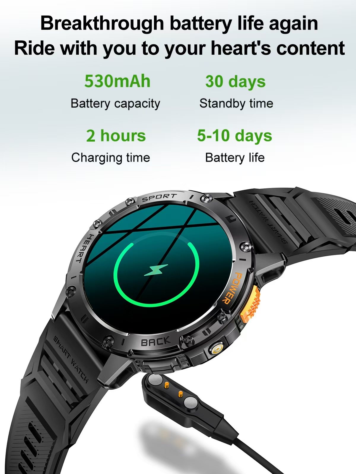 K65 SmartWatch Magnetic charging 1.43 Inch Smart Watch Blood Pressure Oxygen Heart Rate