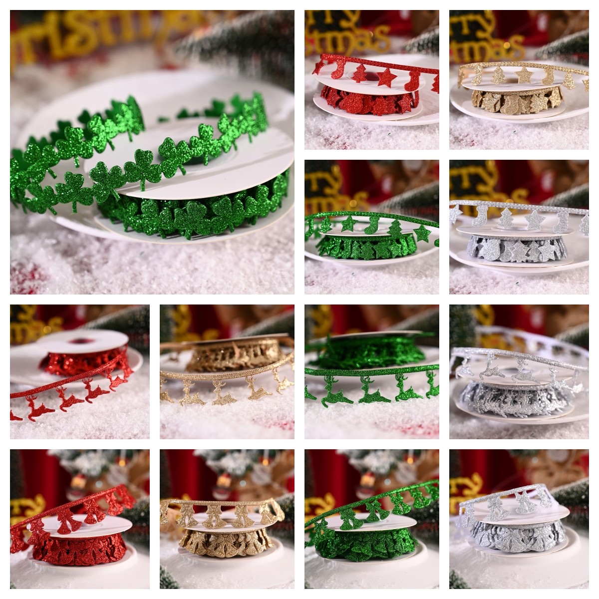 3cm*5y Ultrasonic Chritsmas Ribbon For Gift Packing And Garment Accessories