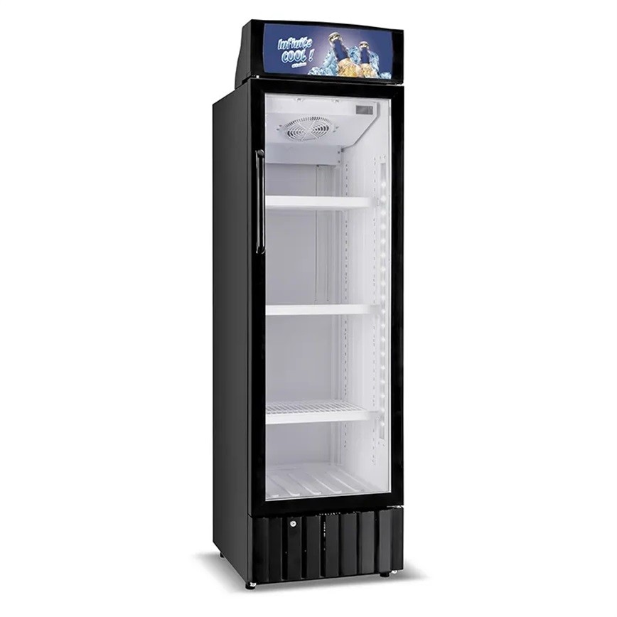 Commercial Fan Cooling Glass Door Beverage Display Upright Cooler Drinks Fridge
