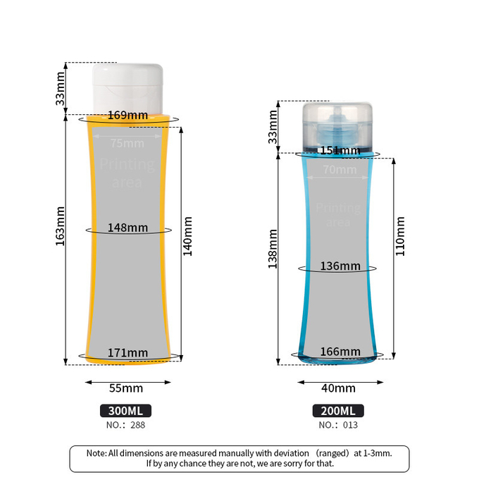 500ml Plastic Screw Top Bottles Airless Refillable Reusable Yellow