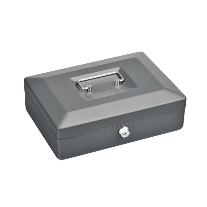 6 Cell Money Bank Box With Key Lock , Grey Color Money Storage Safes