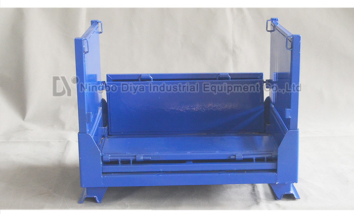 Blue Steel Warehouse Storage Racks , Industrial Steel Folding Turnover Pallet Box