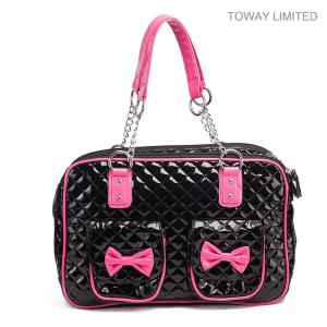 Buy cheap  				Bright PU Leather Pet Handbags Bowtie Design Cute Dog Carriers 	         product