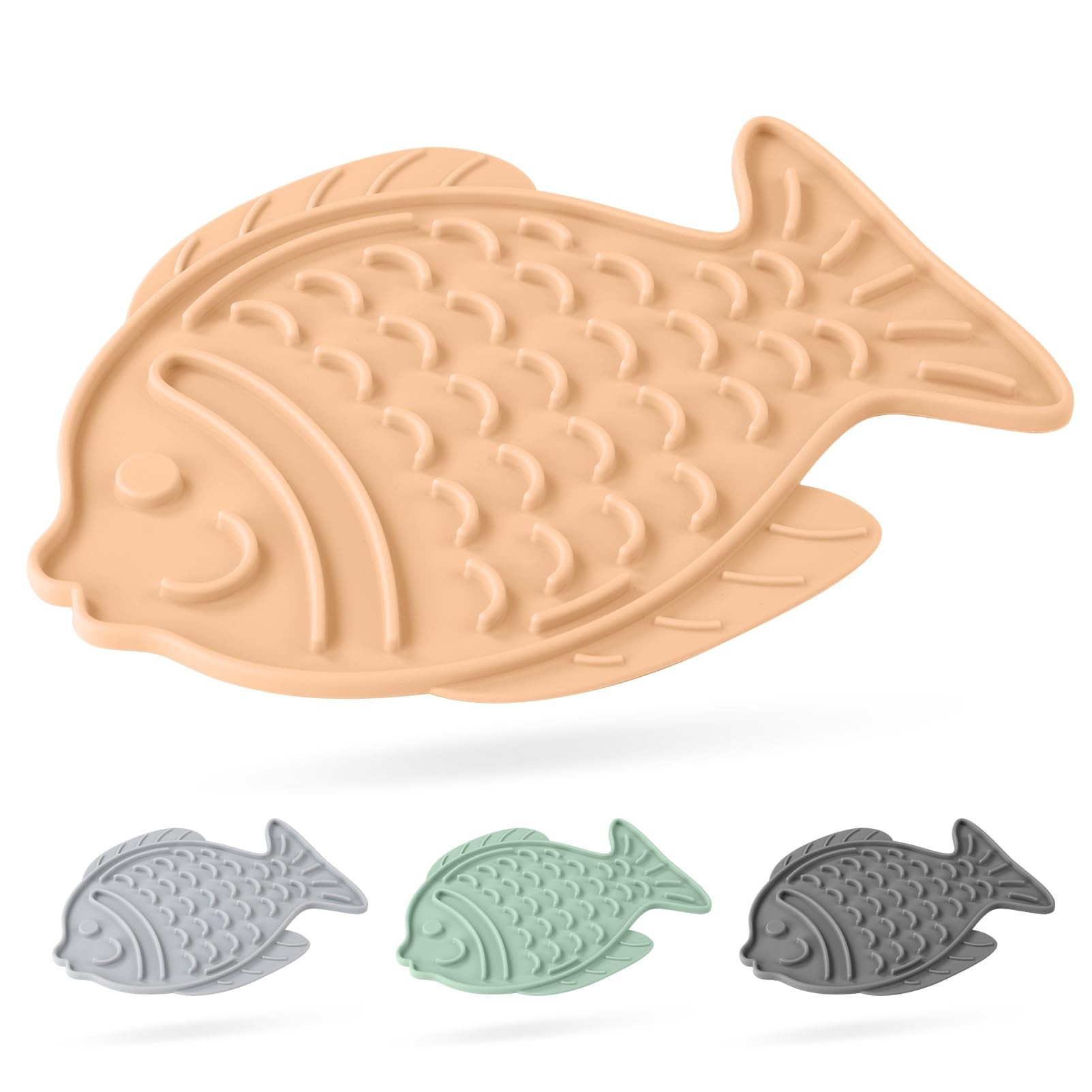 Cat Puzzle Feeder Fish Shape Silicone Lick Treat Mat for Healthy Eating and Licking