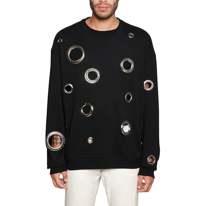 Personalised Hip Hop Crew Neck Sweatshirts Loose With Hollow Round Hole