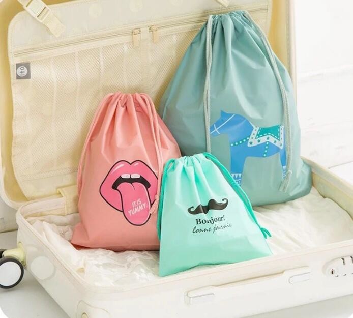 Outdoor Use 210D Sample Shoe Polyester Drawstring Bag,fashionable pattern printing polyester foldable shopping bag PACK