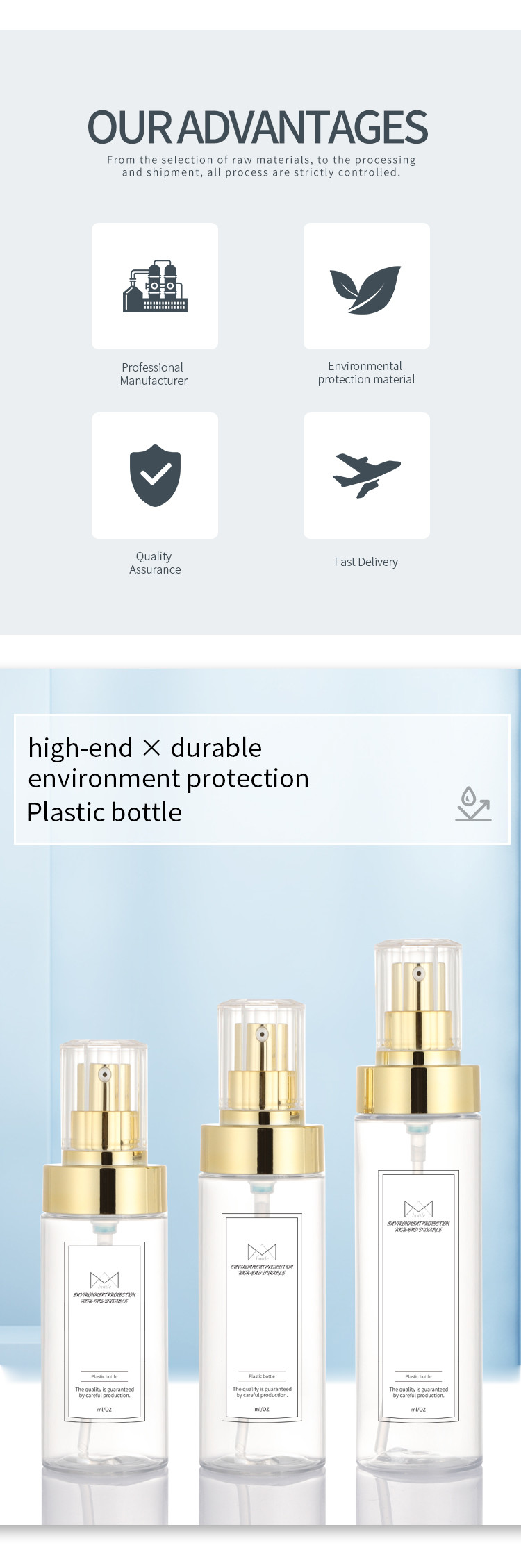 Factory price high quality transparent gold pump lotion body cleanser empty bottle