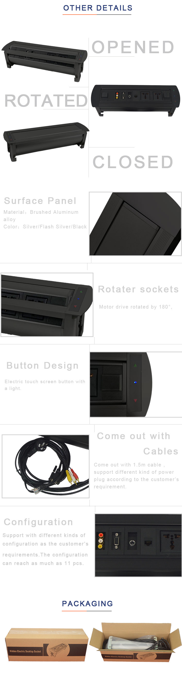 Universal desktop hidden flush mount table power socket for office furniture