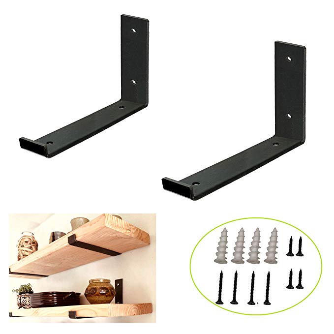 Stylish Black Brushing Architectural Rustic Scaffold Board Strap Style Shelf Bracket