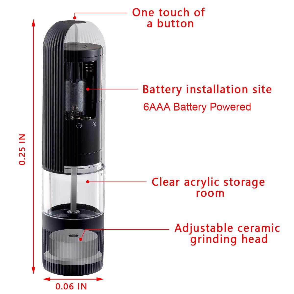 Electric Pepper Grinder Set Sustainable Ceramic Mills for Home and Solid Seasonings