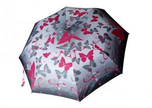 China Manual Open Custom Travel Umbrellas Butterfly Flower Print Water Resistant Canopy on sale