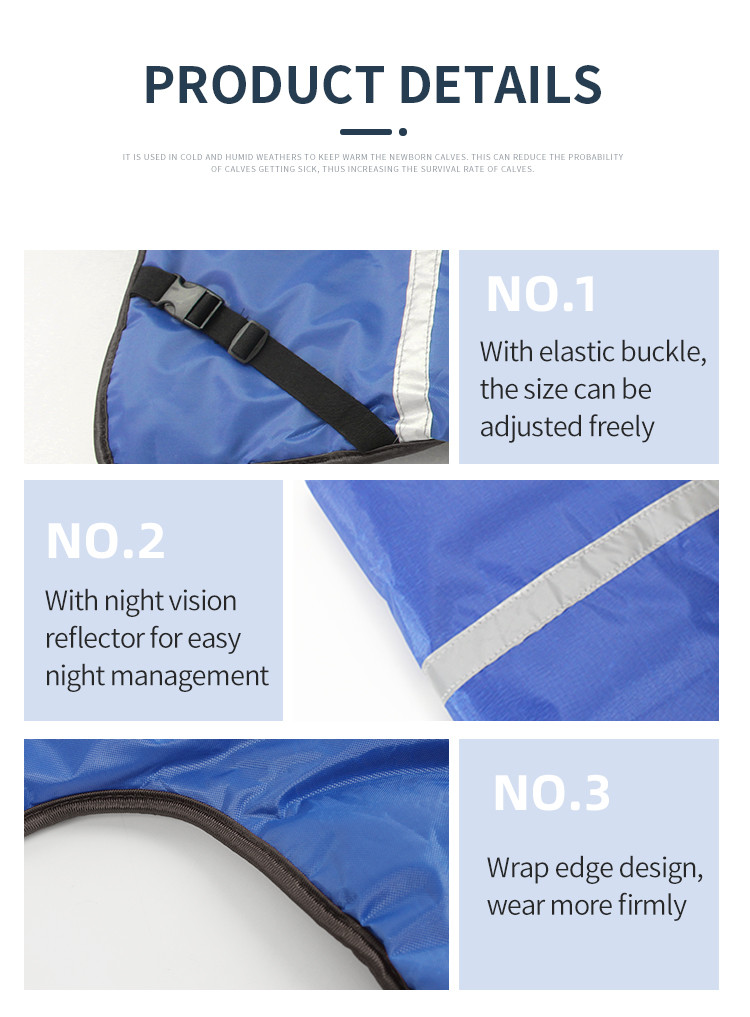Waterproof Blue Oxford Cloth Calf Coat for 38-45KG Female Calves