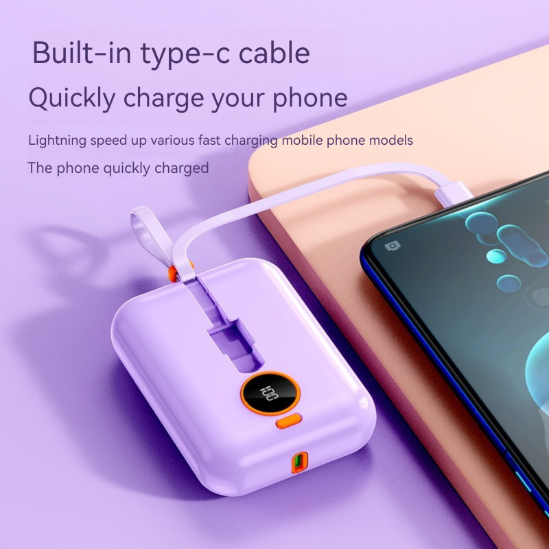 Type C Output Interface Portable 10000mAh Power Bank for Outdoor Charging and Devices