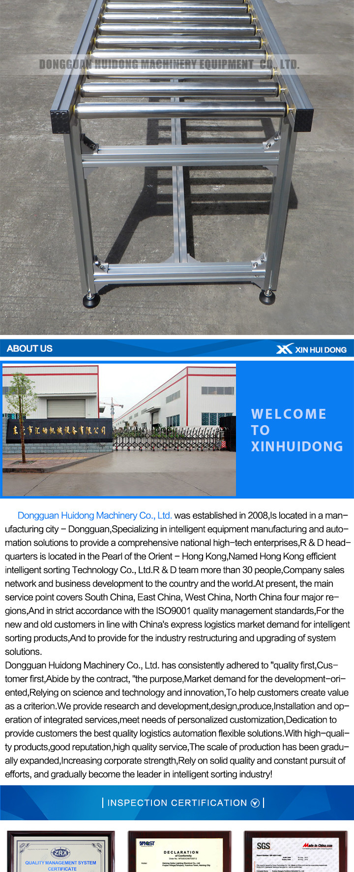 Transportation Gravity Roller Conveyor Systems Straight Running Fire Resistant