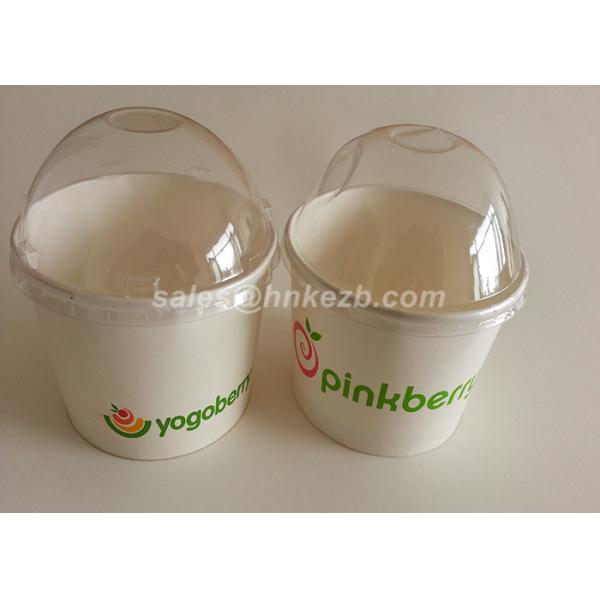 White Disposable Ice Cream Cups With Lids And Spoon For Frozen Yogurt