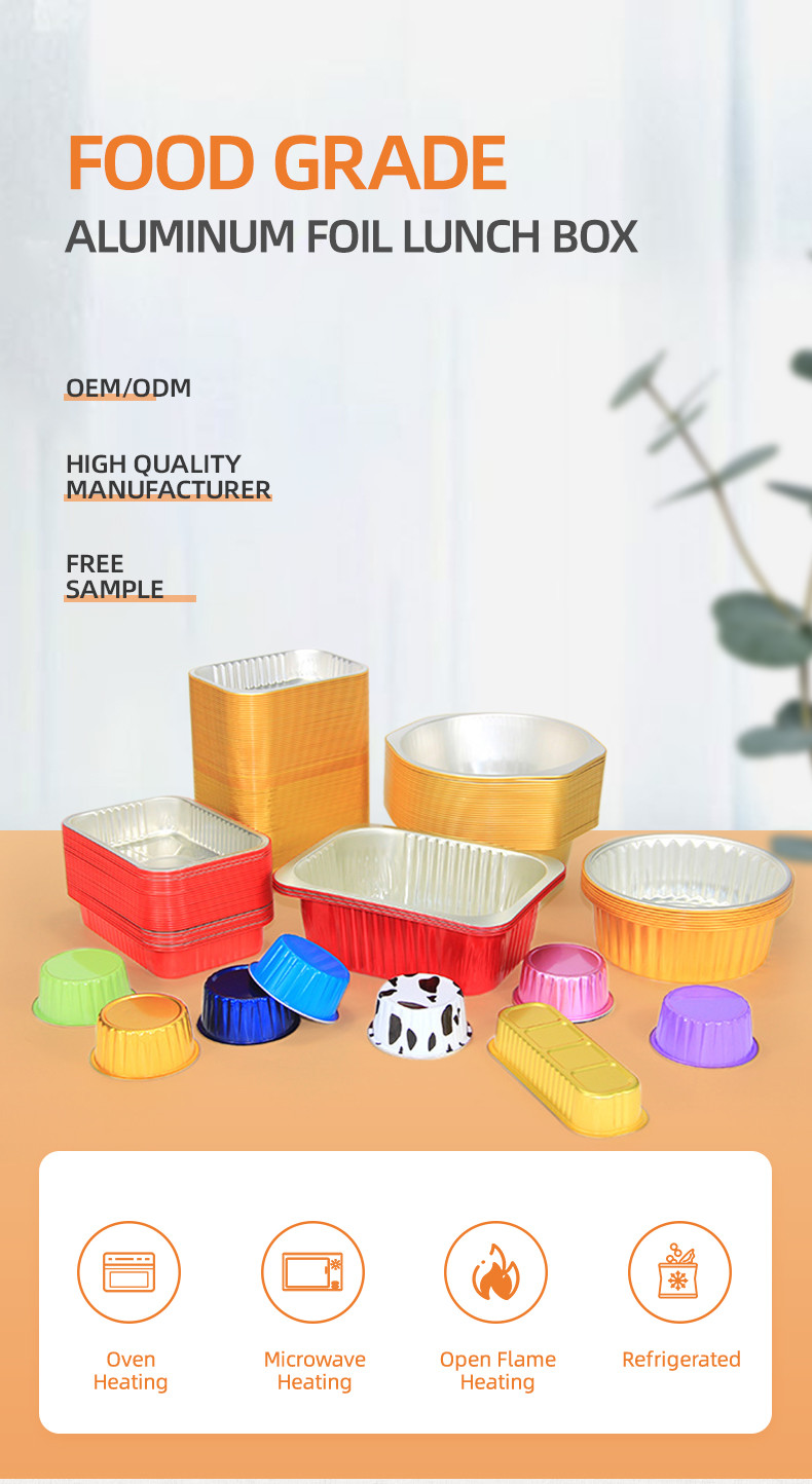 Silver Gold Customize Packing Boxes 3 Compartment Aluminum Foil Lunch Box