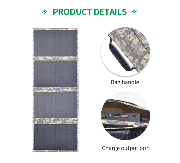 60W 18V Foldable Solar Panel Portable Folding Outdoor Camping Monocrystalline Silicon