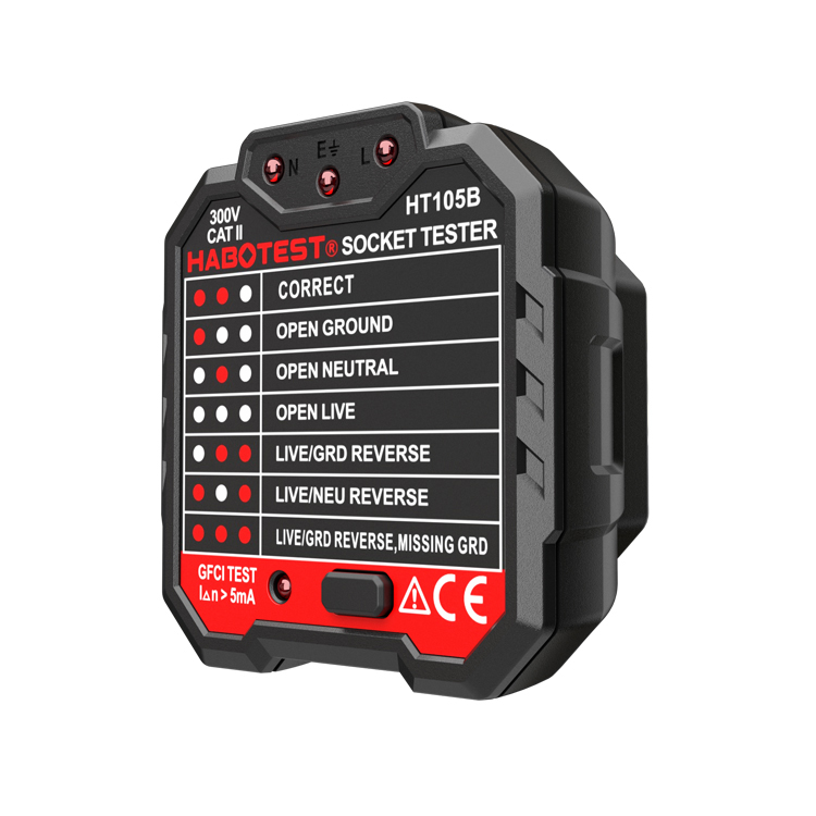 GFCI RCD 110V 220V Plug In Voltage Tester / Outlet Voltage Tester Dimensions 62*65.5*56 mm