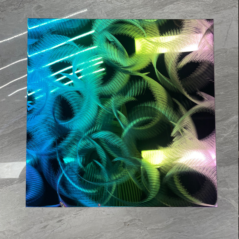 sus material 304L mirror etched polished 3D pattern stainless steel sheet for decorative wall art