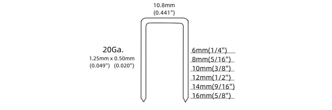 20 Gauge Fine Crown Air Staple Pneumatic Staple A11-14 Furniture Decoration