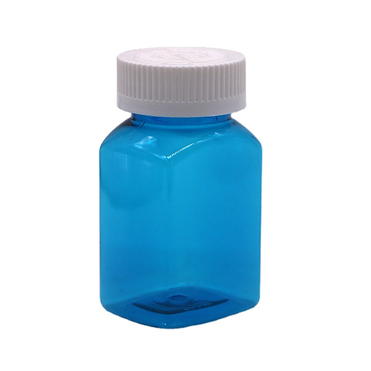 Solid Bottle Powder Bottle with Screw Cap 120ml PET Square Transparent Plastic Bottle