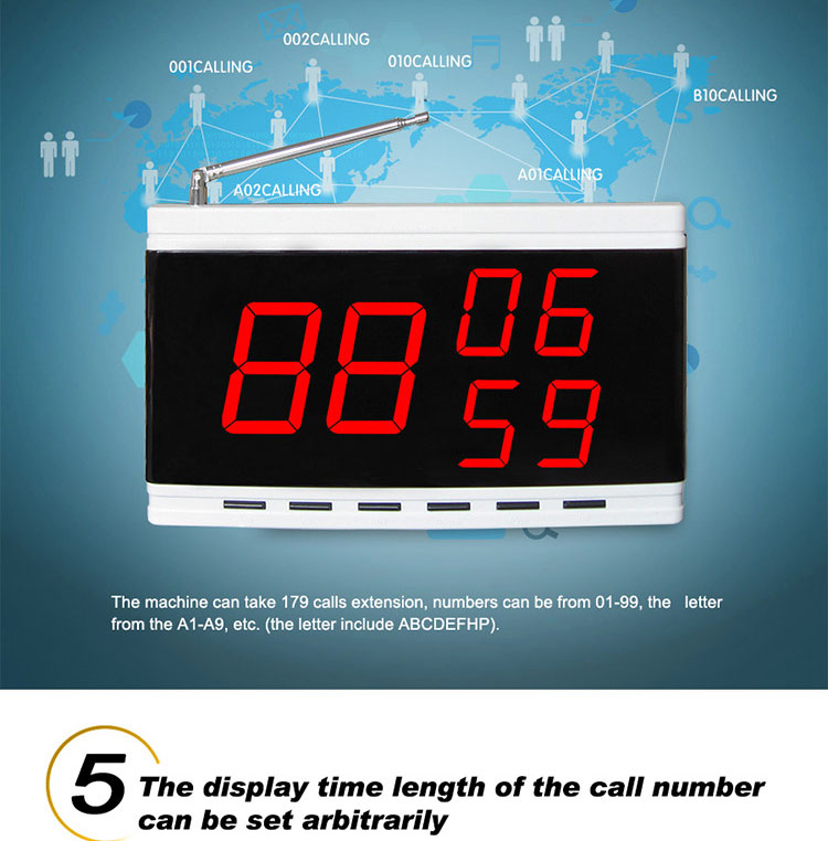 cheapest restaurant waiter calling system with 10pcs of wireless call button and 1 pcs number display