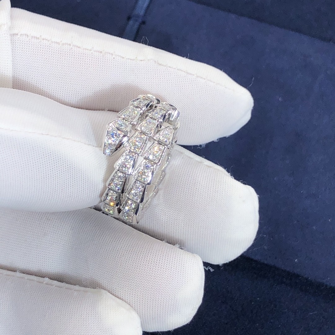 Elegant 18K Gold 2 Row Diamonds Serpenti Viper Ring Diamond Ring Yellow Gold White Gold