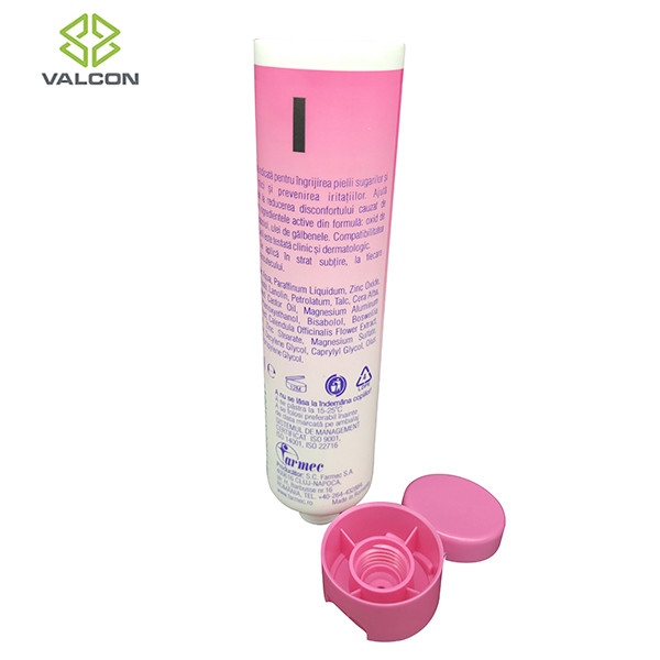 PE 50 ML Cosmetic Tube Packaging , Plastic Cream Tubes Pink Flip Cap