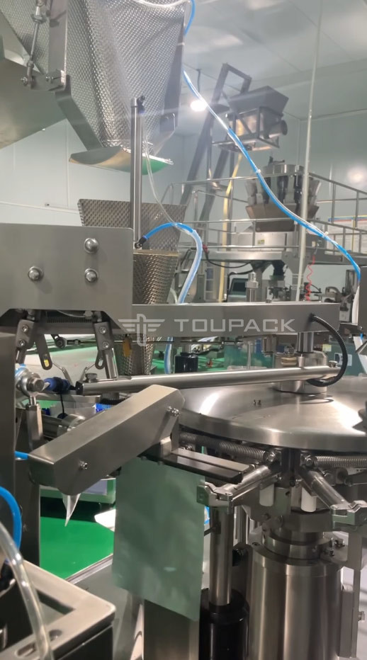 Rotary Vacuum Bag Packaging Machine Beef Cubes Weighing And Packaging System Multihead Weigher
