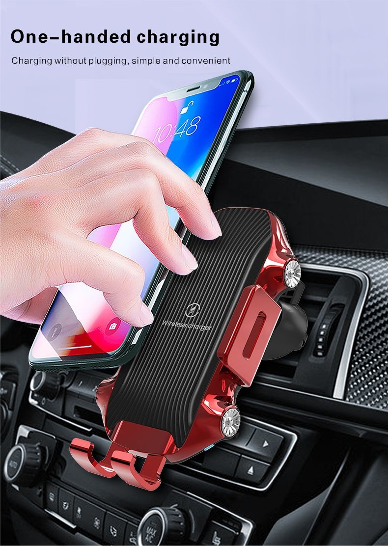 Smart Wireless Car Charger Qi Phone Holder 15W Automatic Matching Air Vent Clip