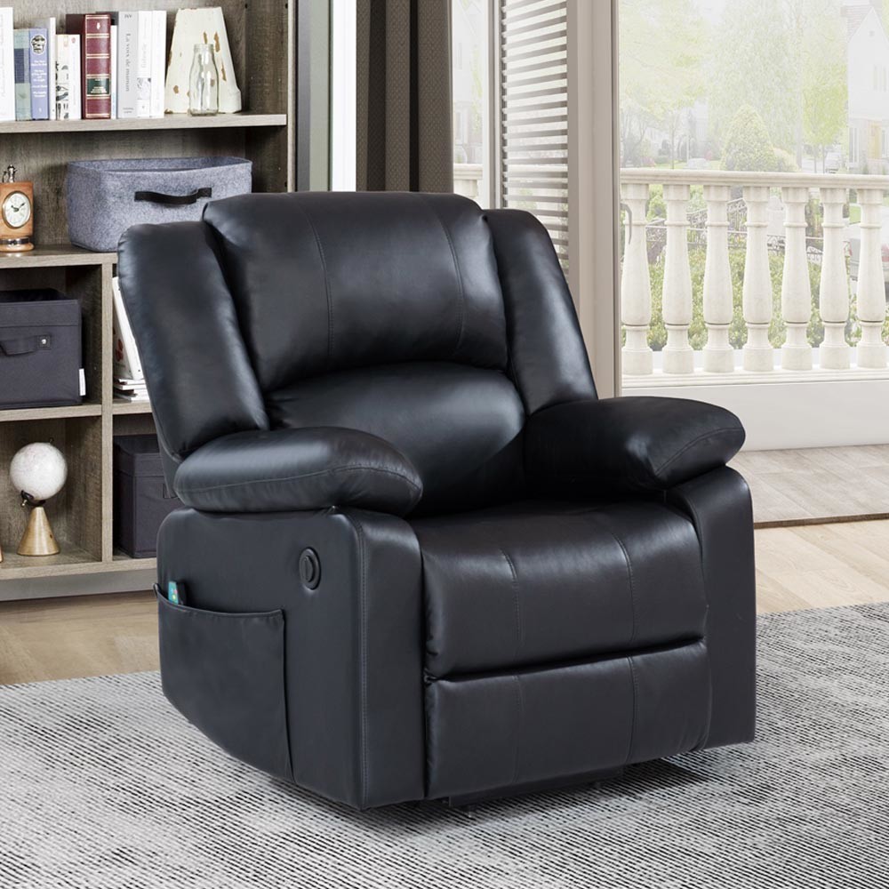 Power Lift Recliner Chair with Adjustable Massage Function & Heating System, Black Faux Leatherette