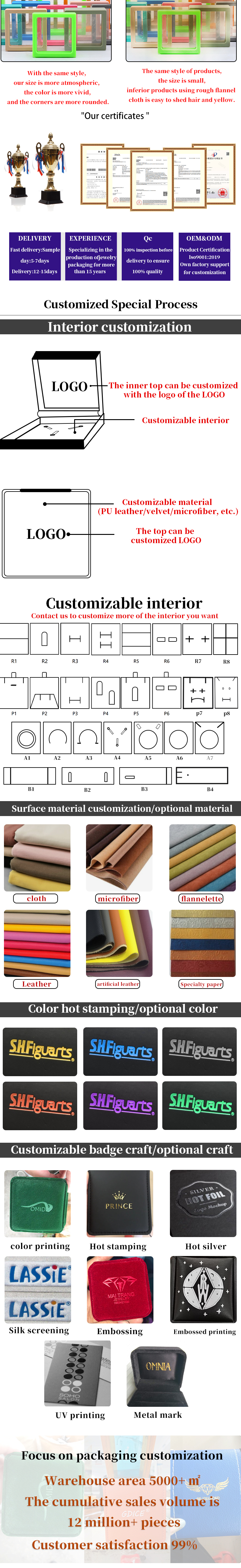 Multiple Colors Suspension Jewelry Display Box With Transparent PE Film