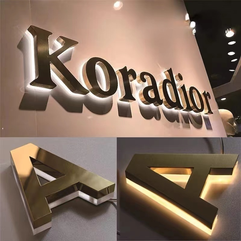 Customized Vintage Metal Backlit Signage Letters LED 3D Illuminated Signs for Advertisin