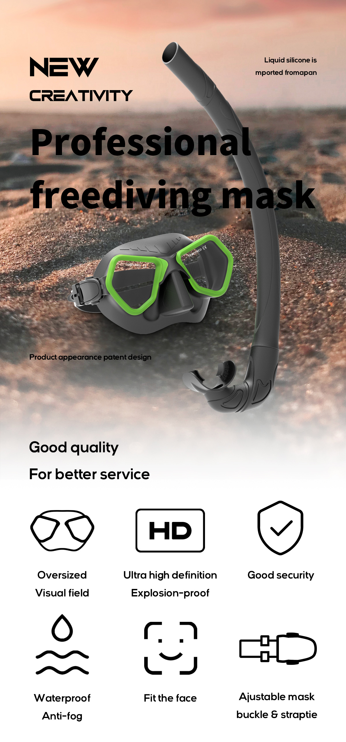 ZMZ Anti-Fog Swimming Goggles Diving Mask and Snorkel Set for Men Women Teenagers Snorkel Mask Set