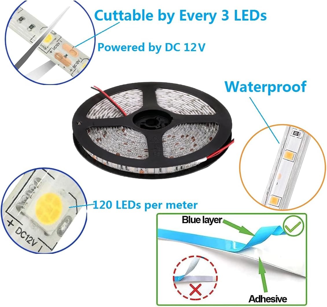 12V waterproof Flexible LED Strip Lights Waterproof 120 LEDS LED Light Strips for decoration