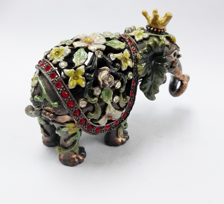 HOT Selling Elephant Custom Metal Jewelry Box Cute Elephant shaped metal jewelry boxes
