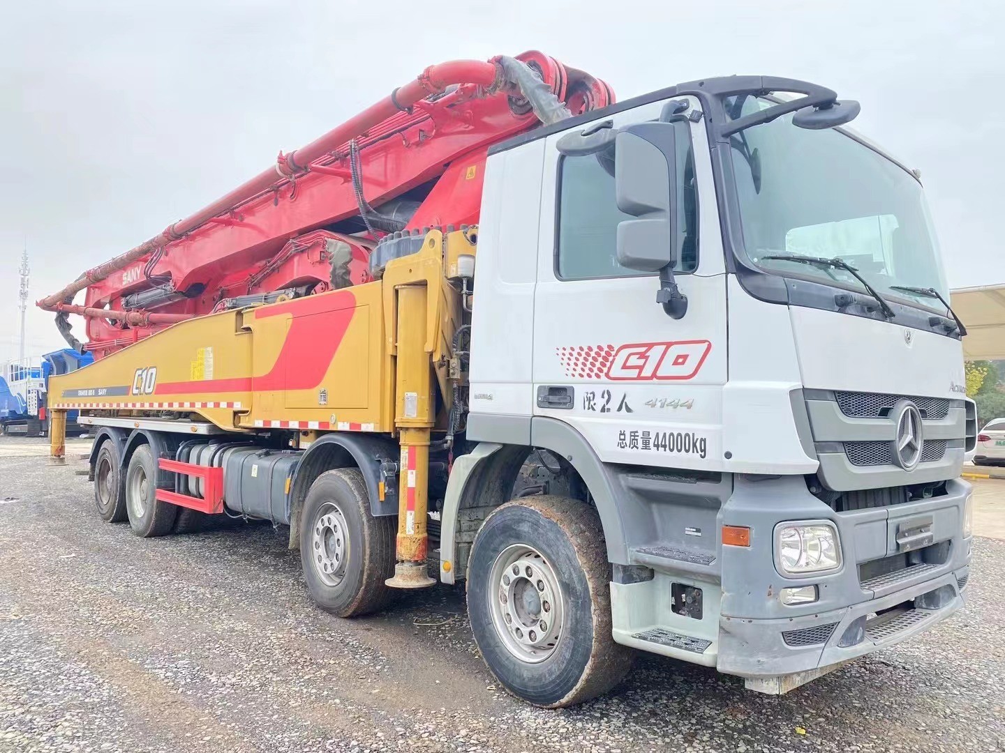 SYM5449THB Sany Benz Used Concrete Pump Truck 56m 49M 62M 60M 2020 White Orange And Red Color