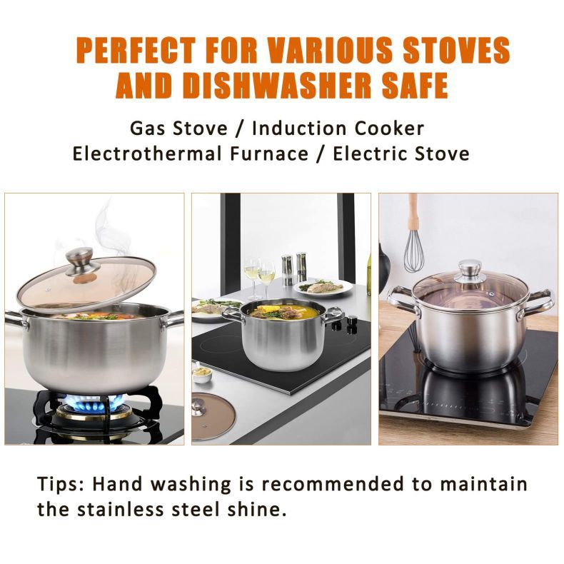 Wholesale Top Seller Kitchen Cooking Ware Hot Pot Induction Stainless Steel Cookware Soup Pot